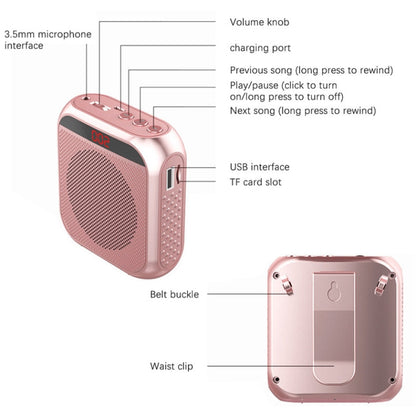 S17 Mini Portable Tour Guide Teaching Loudspeaker with Screen Display, S17 (Rose Gold), S17 (Cool Black), S17 (Bright White)