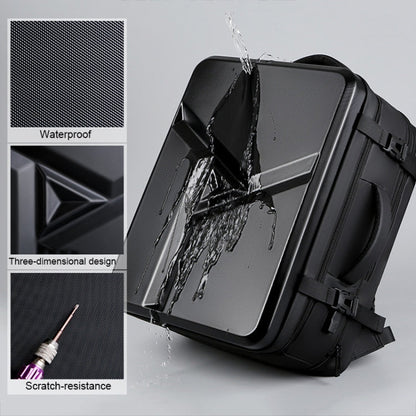 Large-capacity Waterproof Expandable Hard Shell Backpack with USB Charging Hole, 161 Light Grey, 161 Black, 161 Dark Gray, 162 Black, 162 Deep Gray, 162 Light Gray
