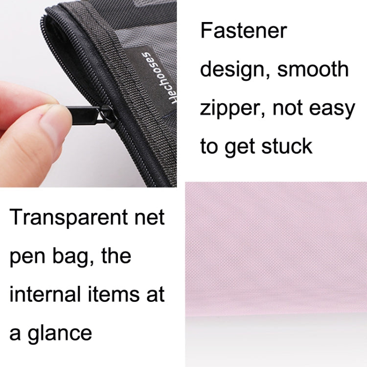 Hechooses D033 Transparent Mesh Exam Portable Pen Bag, Style:, Square (Black), Square (White), Square (Gray), Square (Pink), Square (Green), Triangle (Black), Triangle (White), Triangle (Gray), Triangle (Pink), Triangle (Blue), Triangle (Green)