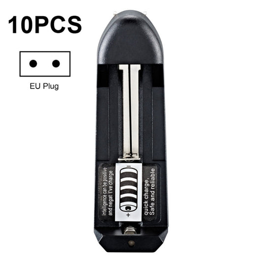 10 PCS BMAX Single Slot Direct Insert Power Supply 18650 Lithium Battery Charger, Single Slot EU Plug(Black), Single Slot US Plug(Black)