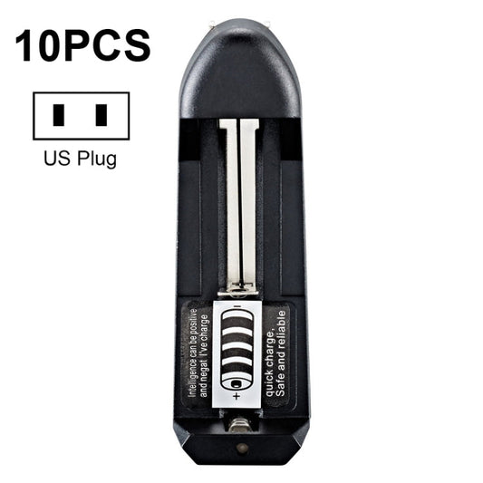 10 PCS BMAX Single Slot Direct Insert Power Supply 18650 Lithium Battery Charger, Single Slot EU Plug(Black), Single Slot US Plug(Black)