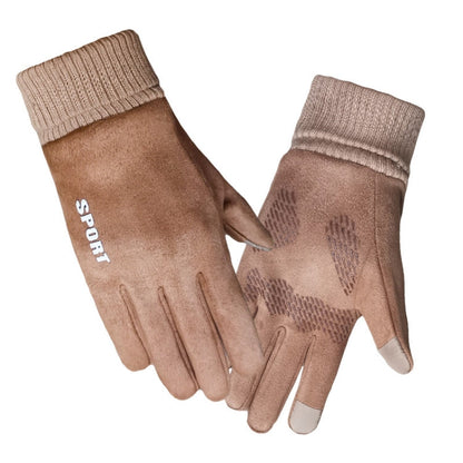 Q35 Suede Men Warm Gloves Touch Screen Sports Cycling Gloves, Q35 Khaki, Q35 Black, Q35 Dark Blue