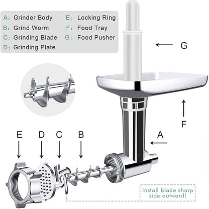 For Kitchenaid Porking Enemy Accessories Dough Maker Grinder Meat Universal Set, Grinder Meat Set (White), Grinder Meat Set (Silver Gray)
