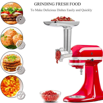 For Kitchenaid Porking Enemy Accessories Dough Maker Grinder Meat Universal Set, Grinder Meat Set (White), Grinder Meat Set (Silver Gray)