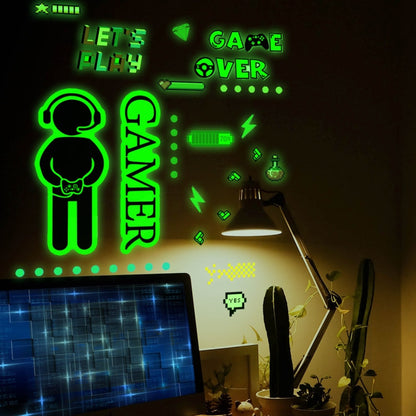 ZSG201 Gamepad Luminous Sticker Living Room Bedroom Self-adhesive Luminous Decorative Wall Sticker, Color:, Green Light, Blue Light