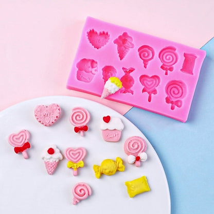 G114 Candy Lollipop Ice Cream Shape Silicone Mold Chocolate Biscuits Cake Decoration, G114