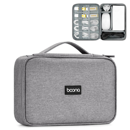 Baona Multifunctional Earphone Data Cable Digital Storage Bag, Spec:, Single-layer (Gray), Single-layer (Black), 2-layer (Gray), 2-layer (Black), Single-Layer Box (Gray), Single-Layer Box (Black), 2-layer Box (Gray), 2-layer Box (Black), XL (Gray)     ...