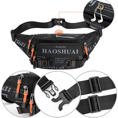 HAOSHUAI 5135 Outdoor Men Waist Bag Waterproof Nylon Cloth Men Bag, 5135 Dark Blue, 5135 Black