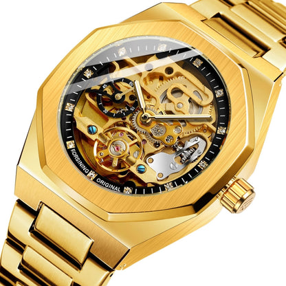 FORSINING F980 Luminous Three Eye Six Shot Weekly Steel Belt Men Fully Automatic Mechanical Watch