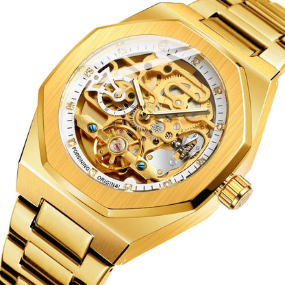 FORSINING F980 Luminous Three Eye Six Shot Weekly Steel Belt Men Fully Automatic Mechanical Watch
