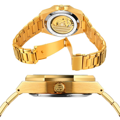 FORSINING F980 Luminous Three Eye Six Shot Weekly Steel Belt Men Fully Automatic Mechanical Watch