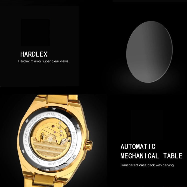 FORSINING F980 Luminous Three Eye Six Shot Weekly Steel Belt Men Fully Automatic Mechanical Watch
