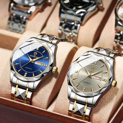 BINBONG B5552 Luminous Multifunctional Business Calendar Quartz Watch