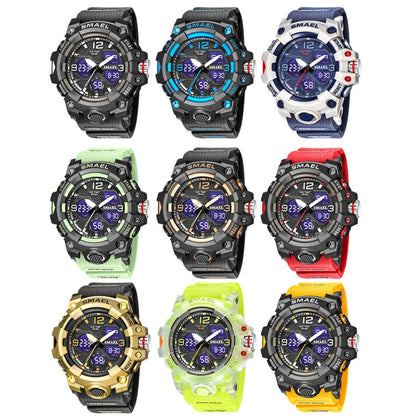 SMAEL 8008 Outdoor Sports Multifunctional Waterproof Luminous Men Watch, Black Blue
