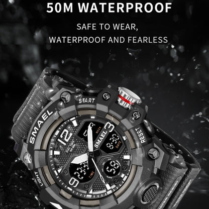SMAEL 8008 Outdoor Sports Multifunctional Waterproof Luminous Men Watch, Black Blue