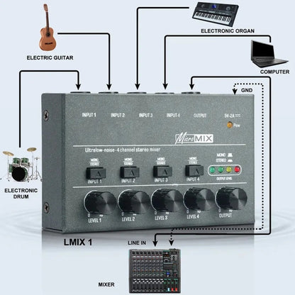 With Single Channel Stereo Switching Mini Signal Hybrid Small Audio, 4 Way mixer, 8 Way Mixer
