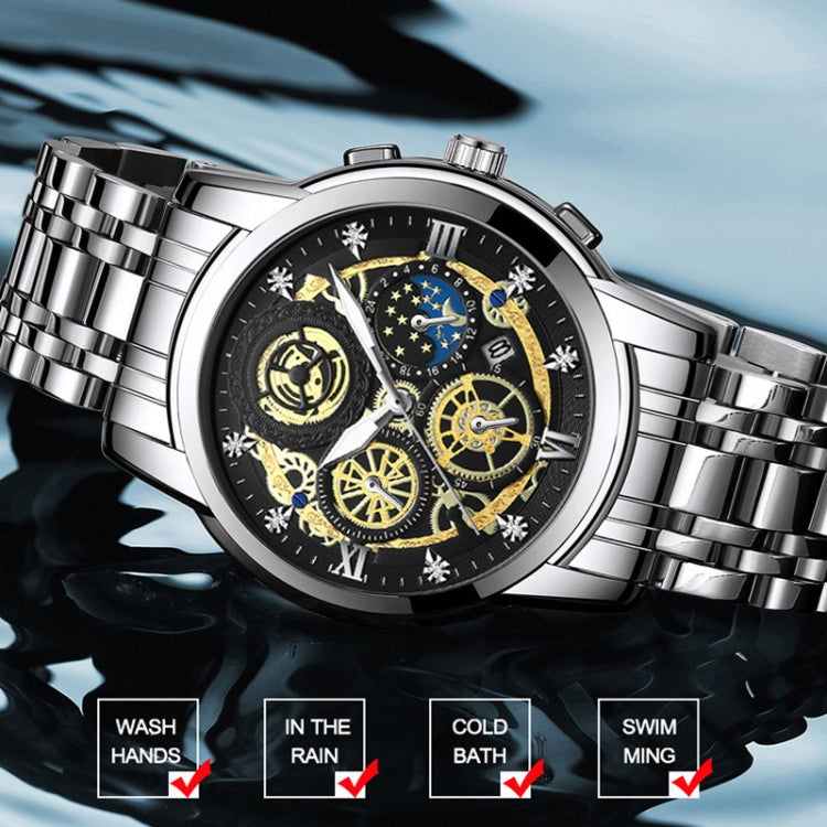 BINBOND 4010 Multifunctional Waterproof Hollowed Luminous Quartz Watch