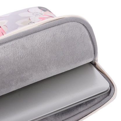 H40-B01 White Rose Pattern Laptop Case Bag Computer Liner Bag With Handle, 12 Inch, 13 Inch, 14 Inch, 15 Inch