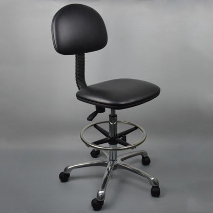 Anti-static Chair Liftable Adjustable Stool PU Leather Backrest Chair With Footrest,Spec:, Fixed Foot Cup 600-800mm, Mobile Wheel 620-820mm