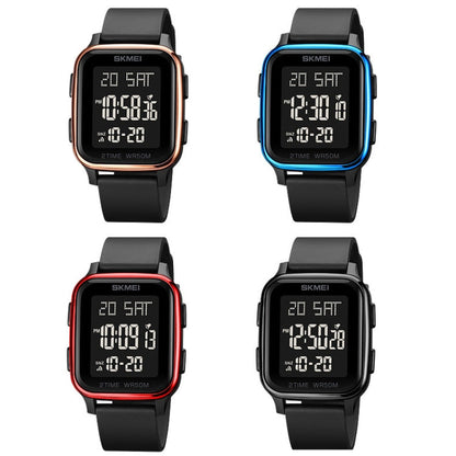 SKMEI 1858 Square Waterproof Digital Dual Display LED Luminous Watch, 1858 Red, 1858 Blue, 1858 Black, 1858 Rose Gold