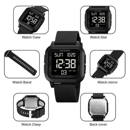 SKMEI 1894 Square Sports Waterproof Student Simple Multifunctional Luminous Watch, 1894