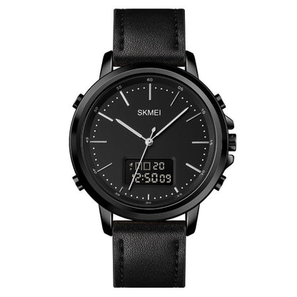 SKMEI 1652 Dual Movement Sports Leather Alloy Male Watch, Rose Gold Shell White Machine, Rose Gold Shell Black Machine, Gold Shell Black Machine, Black Shell Black Machine, Silver Shell White Machine, Silver Shell Black Machine