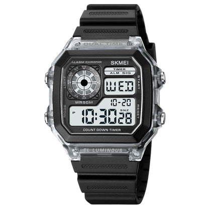 SKMEI 1998 Transparent Shell Ice Sensor Outdoor Sports Waterproof Multi-function Watch, 1998 White, 1998 Black