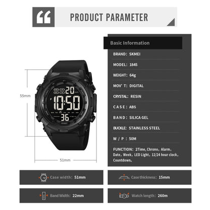SKMEI 1845 Outdoor Waterproof Large Dial Multifunctional Sports Men Watch