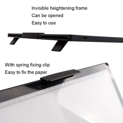 A4-D28B Rechargeable Copy Desk Drawing Board, With Charging Line, With Charging Line+US Plug Adapter, With Charging Line+UK Plug Adapter, With Charging Line+EU Plug Adapter, With Charging Line+AU Plug Adapter