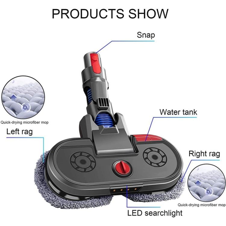 Vacuum Cleaner Electric Mopping Head Integrated Water Tank With 6pcs Rag, For Dyson V7 V8 V10 V11, For Dyson V15