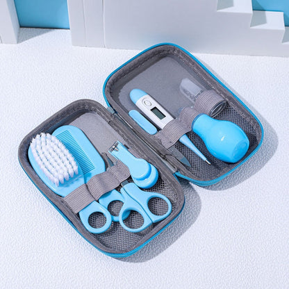 JR-6006 8 in 1 EVA Bag Baby Cleaning Care Set Baby Daily Cleaning Kit, Blue, Pink, Yellow