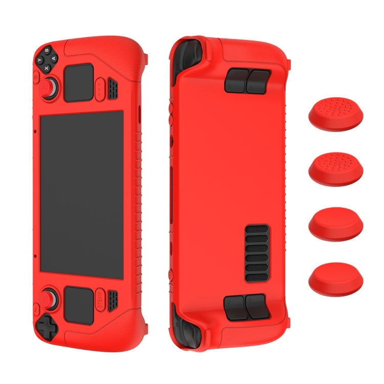 For Steam Deck Game Controller Soft Silicone Protective Cover Case With 4pcs Key Cap, SD001 (Black), SD001 (Red), SD001 (Luminous Blue), SD001 (Luminous Green)