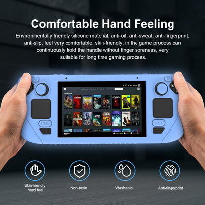 For Steam Deck Game Controller Soft Silicone Protective Cover Case With 4pcs Key Cap, SD001 (Black), SD001 (Red), SD001 (Luminous Blue), SD001 (Luminous Green)