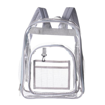 PVC Transparent Waterproof Backpack Student School Bag, Large Purple, Large Light Grey, Large Black, Small Pink, Small Black, Small Gray, Candy Color Black
