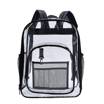 PVC Transparent Waterproof Backpack Student School Bag, Large Purple, Large Light Grey, Large Black, Small Pink, Small Black, Small Gray, Candy Color Black