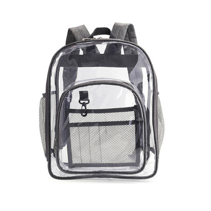 PVC Transparent Waterproof Backpack Student School Bag, Large Purple, Large Light Grey, Large Black, Small Pink, Small Black, Small Gray, Candy Color Black