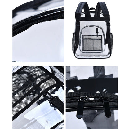PVC Transparent Waterproof Backpack Student School Bag, Large Purple, Large Light Grey, Large Black, Small Pink, Small Black, Small Gray, Candy Color Black