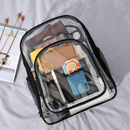 PVC Transparent Waterproof Backpack Student School Bag, Large Purple, Large Light Grey, Large Black, Small Pink, Small Black, Small Gray, Candy Color Black, Candy Color Green, Candy Colo Pink