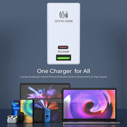 LDNIO A2620C 65W Universal Phone Tablet Charger Type-C/USB-C Port Fast Charger, 65W EU Plug, 65W UK Plug, 65W US Plug