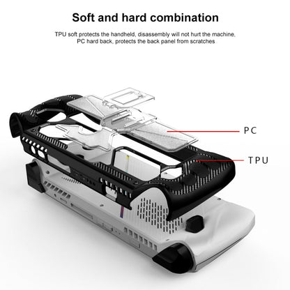For ASUS Rog Ally Game Console PC+TPU Protective Case Cover With Bracket, PC+TPU  Black+Transparent