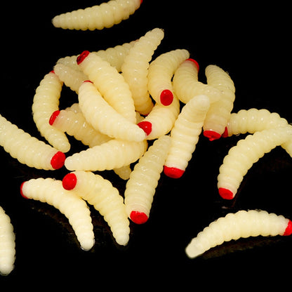 100pcs Red Headed Bread Worm Suite Fake Bait, 100pcs