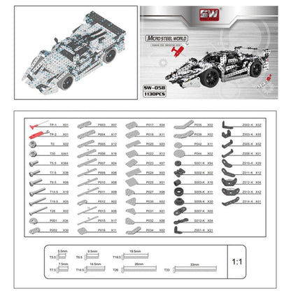 Assembly Metal Car Model Intelligence Handmade Assembly Toy Building Block, Racing Car