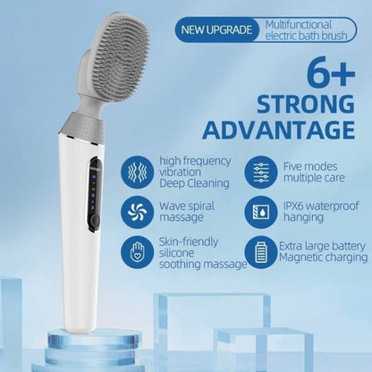 Electric Bath Brush Silicone Vibration Long-handled Back Spa Shower