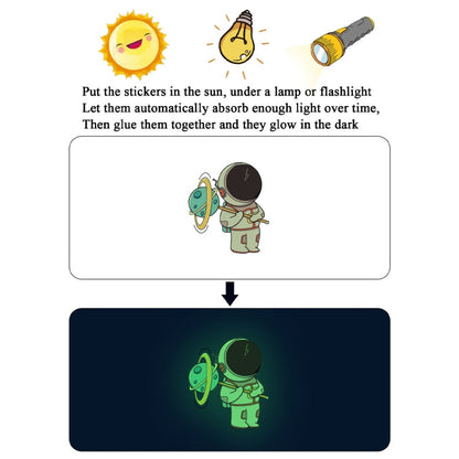 Luminous Astronaut Stars Moon Switch Stickers Children Room Luminous Decorative Wall Stickers, Blue, Green, Pink