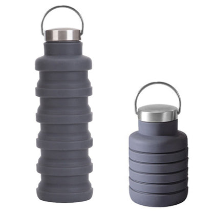 500ml Outdoor Sports Silicone Telescopic Cup Portable Foldable Travel Water Kettle, Blue Handle Lid, Orange Handle Lid, Gray Handle Lid, Purple Handle Lid, Black Handle Lid