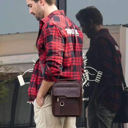 HUMERPAUL Men Leather Cross-Body Bag Shoulder Bag, MH577 (Brown)