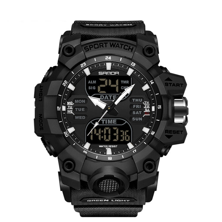 SANDA Green Light Alarm Clock Multifunctional Waterproof Shockproof Transparent Watch