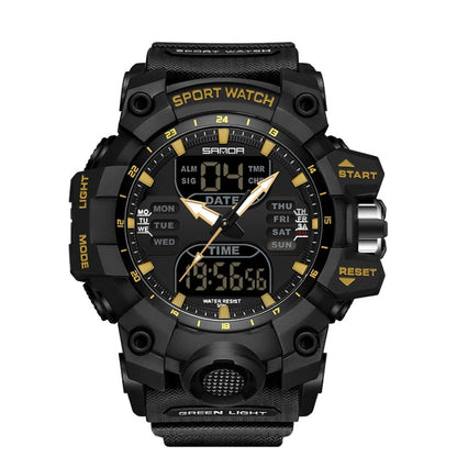 SANDA Green Light Alarm Clock Multifunctional Waterproof Shockproof Transparent Watch