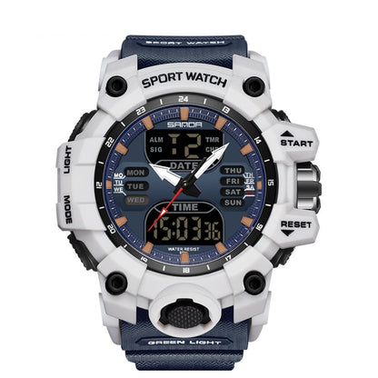 SANDA Green Light Alarm Clock Multifunctional Waterproof Shockproof Transparent Watch