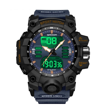 SANDA Green Light Alarm Clock Multifunctional Waterproof Shockproof Transparent Watch